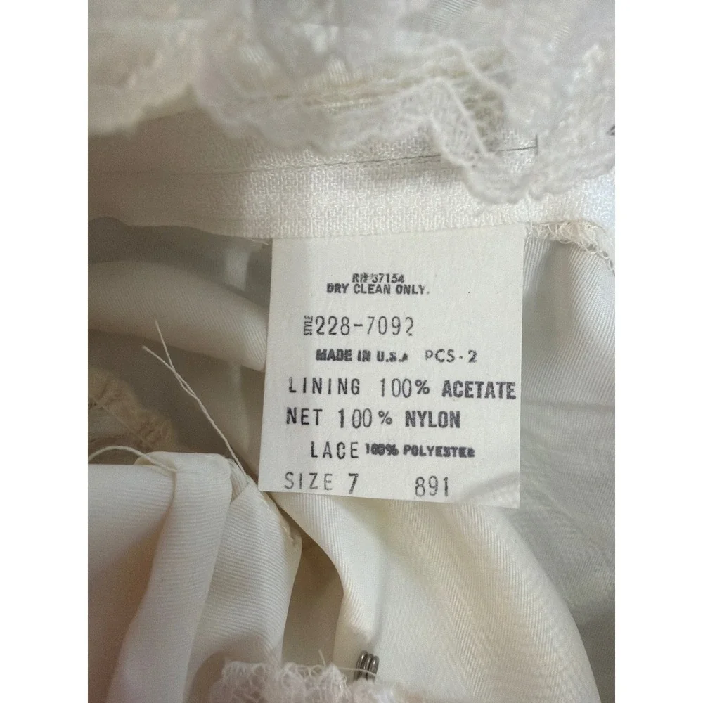 Vintage 70/80s Lace Tiered Dress Girls Size 7 Ivory Formal Flower Girl Unbranded